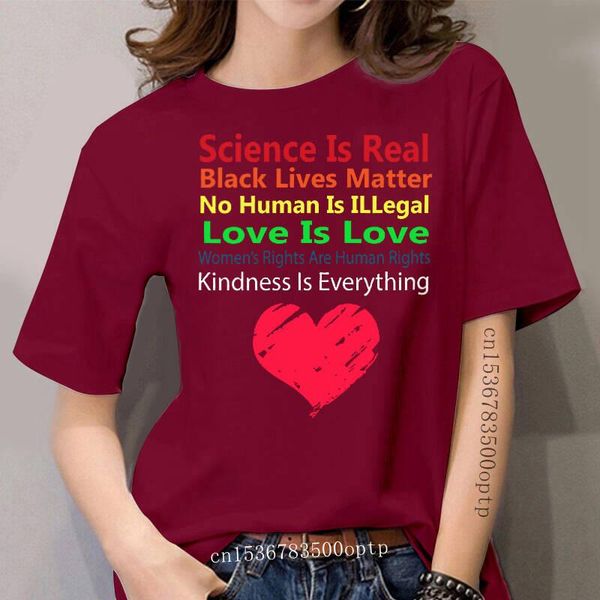 

women's t-shirt science is real black lives matter no human illegal love tshirt, White
