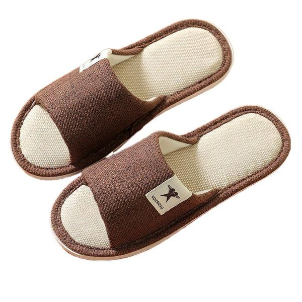 

slippers summer 2021 household for men and women flax four - season matching, Black