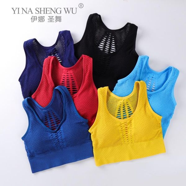 

yoga outfit women's medium mesh support cross back wireremovable cups sport bra om seamless gym running sports bras