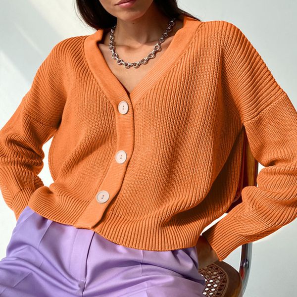 

women's jackets coat knitted and crocheted with v-neck, elegant, feminine, autumn, solid color, long sleeve, loose, casual, basic, vint, Black;brown