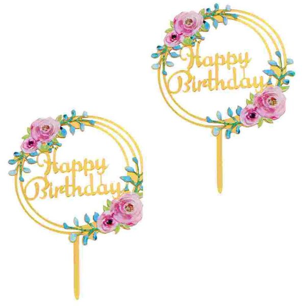 

other festive & party supplies 2pcs adorable floral dessert ers birthday cake picks decoration
