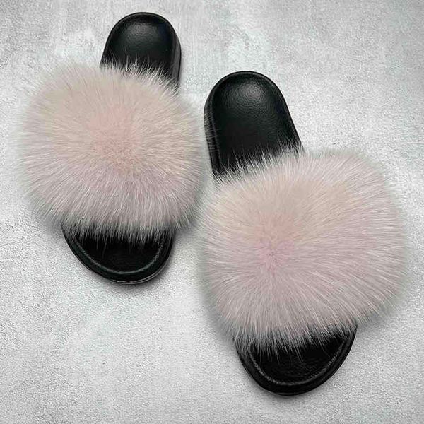 

wholesale slider fluffy outdoor sandals furry raccoon fur slippers real soft brand fur slides for women, Black