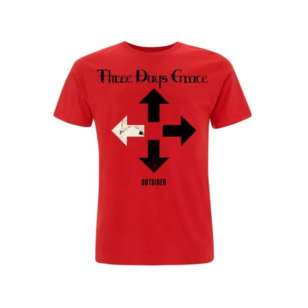 

three days grace outsider red official t-shirt men unisex, White;black
