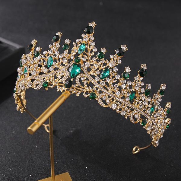 

hair clips & barrettes women bridal crown headpiece shiny rhinestones headband bangs fixed loop for wedding party pography lb, Golden;silver