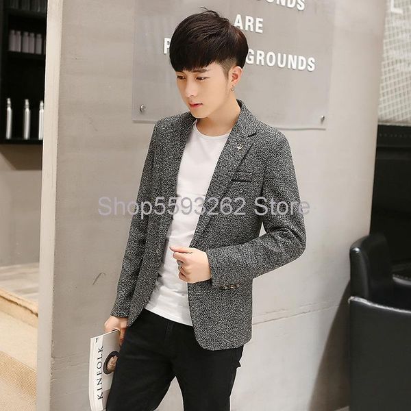 

men's suits & blazers 2021 casual suit slim woolen small single western coat, White;black