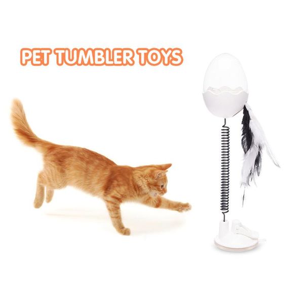

cat funny toys ball automatic leak suction cup elastic spring teaser wand playing interactive tumbler pet toy