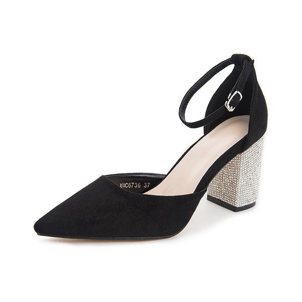 

heel 8cm sandals female 2021 summer cross-border fashion high heels bag middle single shoes women, Black