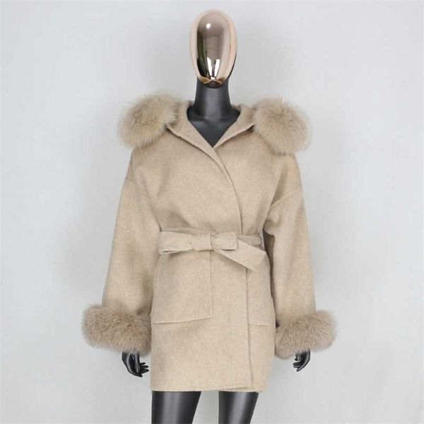 Pele de pele real casaco de pele inverno jaqueta de inverno 100% natural colarinho cuffs cashmere lã combina oversize outerwear 211110