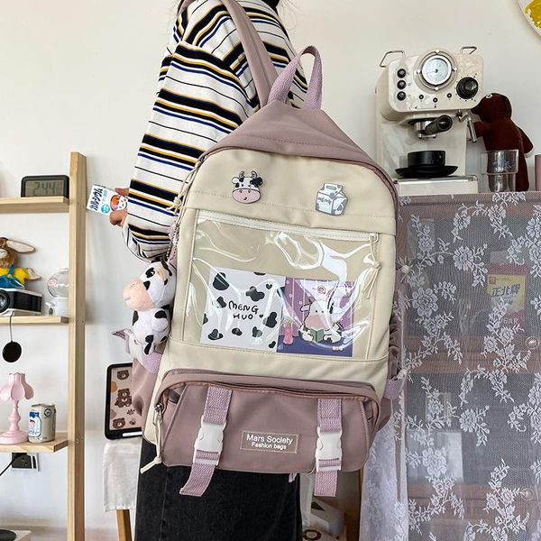 

backpack girls women waterproof nylon bookbag kawaii school bag for college rucksack female fashion cow print travel mochilas