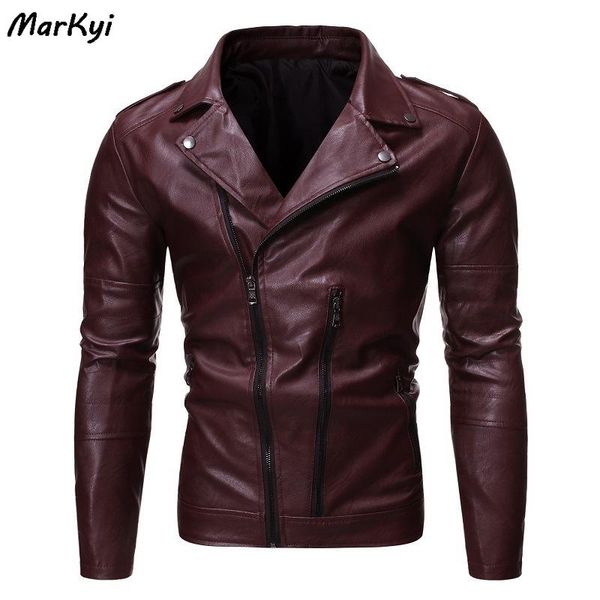 

men's fur & faux markyi 2021 spring fashion zipper mens jackets and coats leather plus size long sleeve motorcycle jacket slim fit, Black