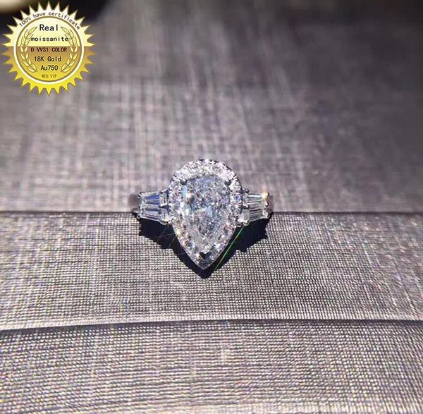 

cluster rings 18k goldr ring 1ct d vvs moissanite engagement&wedding jewellery with certificate 0049, Golden;silver