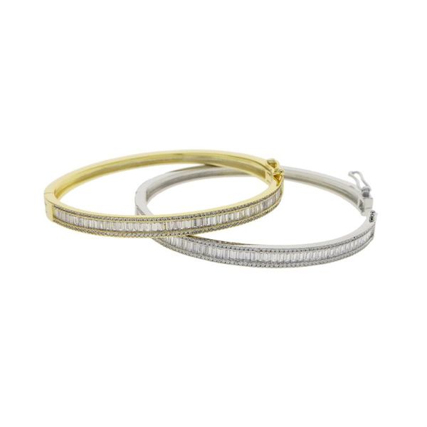 

bangle gold color inner 60mm bracelet for women european classic fashion iced out bling micro pave baguette cz jewelry, Black