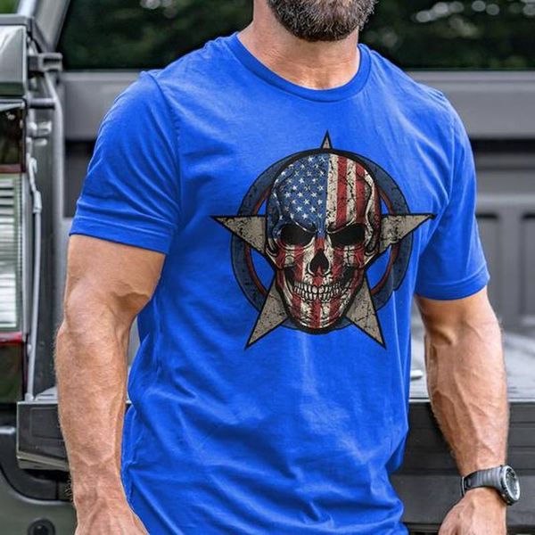 

skull men's 3d printed t-shirt graphic optical illusion short sleeve party street punk goth crew neck summer 100% cotton, White;black