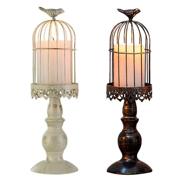 

retro bird cage candle holder hand-welded wrought iron stand birdcage candlestick table dinner decor holders
