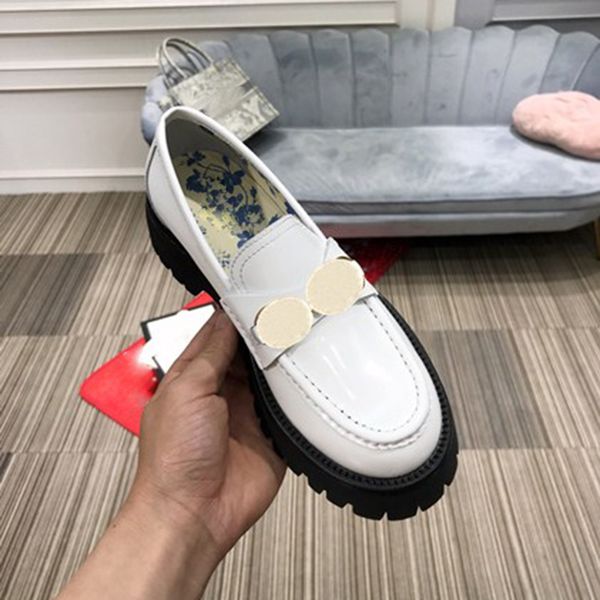 

dress shoes genuine leather printed inside thick bottom casual muffin womens round toes classics buckle career, Black