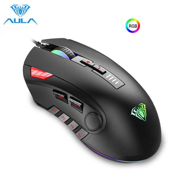 

mice aula 5000 dpi rgb backlight gaming mouse programming optical usb wired adjustable weight with fire keys for lapdesktop