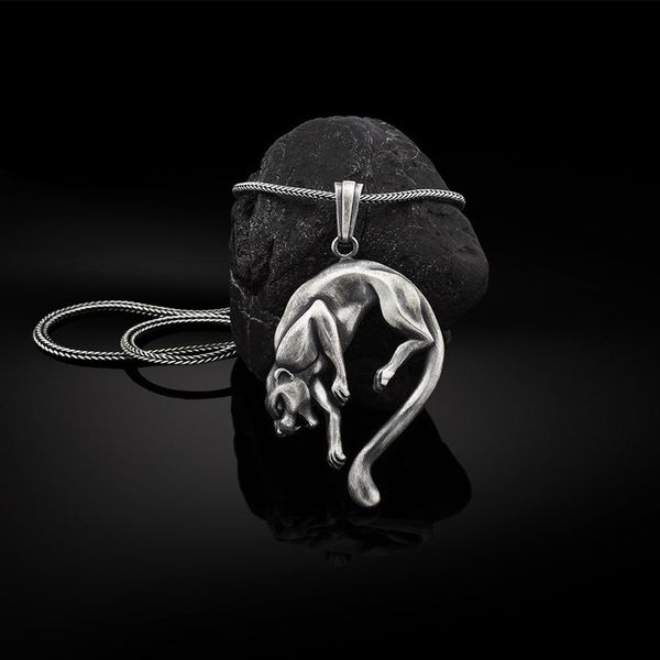 

animal pendant men's necklace and leopard accessories sweater chain, Silver