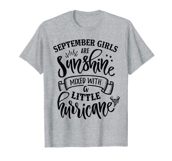 

september girls are sunshine mixed little hurricane t-shirt, White;black