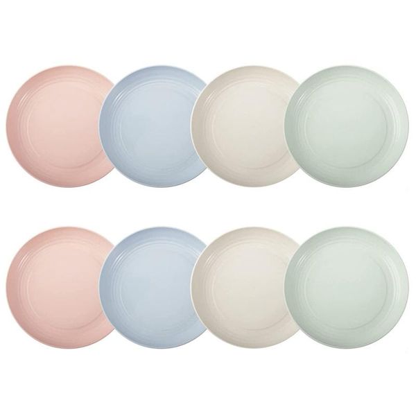 

dishes & plates plastic reusable eco-friendly lightweight wheat straw plates, salad camping dinner 8 pack