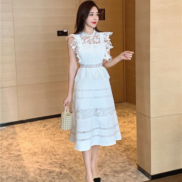 

dress elegant summer as a white lace woman with sleeveless robes high-quality retail rentals hollow out dressed for t9cd, Black;gray