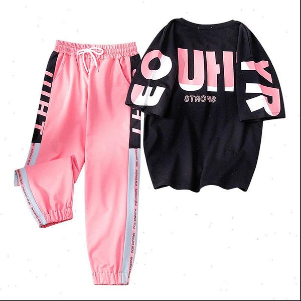 

korean womens tracksuits fashion women clothes tracksuit two piece set summer casual sportswear ins suit o neck printing t shirt, Gray