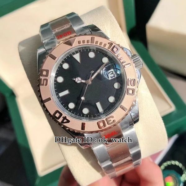

new 40mm gdf 904l 126621 126622 miyota 8215 automatic mens watch sapphire black dial 18k rose gold two-tone bracelet gents business wristwat, Slivery;brown