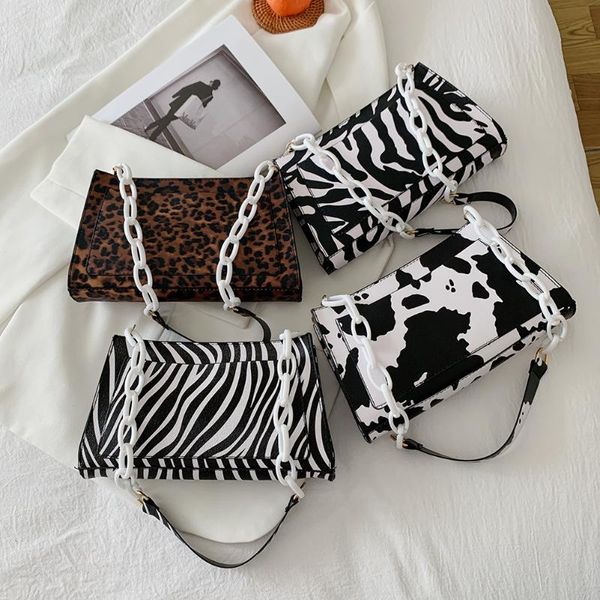 

evening bags fashion women animal print pu leather shoulder underarm bag casual chain purse vintage mini handle