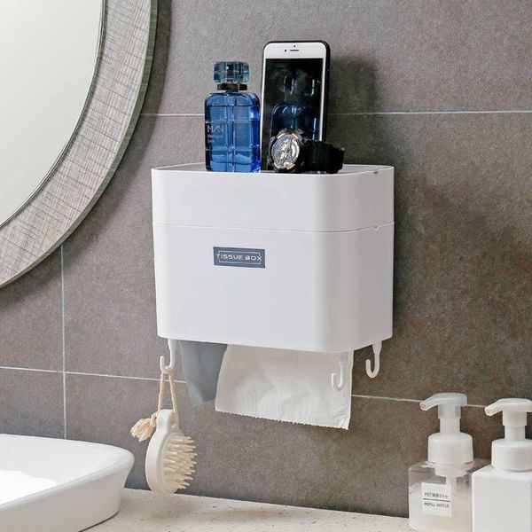 

toilet paper holders multi-function holder wall mounted tissue box waterproof roll storage rack bathroom sundries organizer shelf