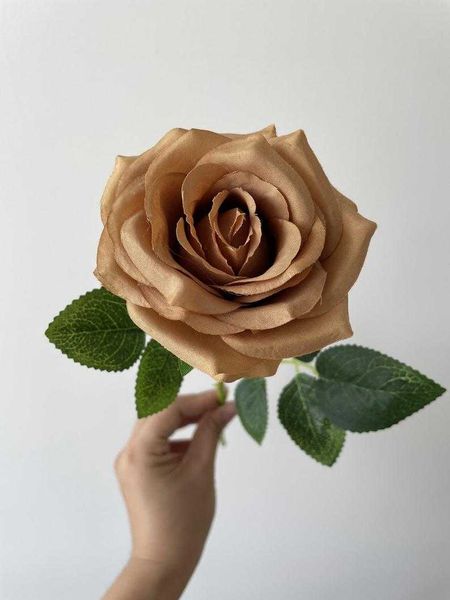 

decorative flowers & wreaths 10pcs toffee artificial rose flower with long stems silk in wholesale for wedding home party office decor