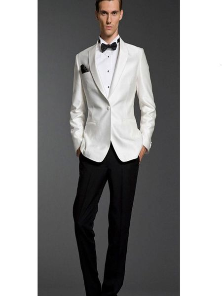 

men's suits & blazers custom-made white satin shawl groom's lapel tux/wedding suits for men a button (jacket + pants tie), White;black