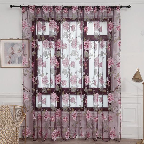 

curtains for living room floral window sheer curtain home decor treatments the bedroom kitchen panel drapes &
