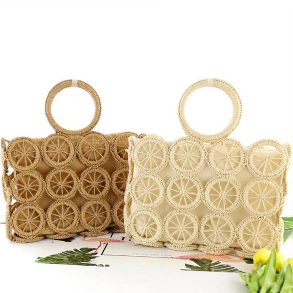 

duffel bags women straw handbag wicker small square bag large hand woven summer beach paper rope hollow shopper with outer pocket