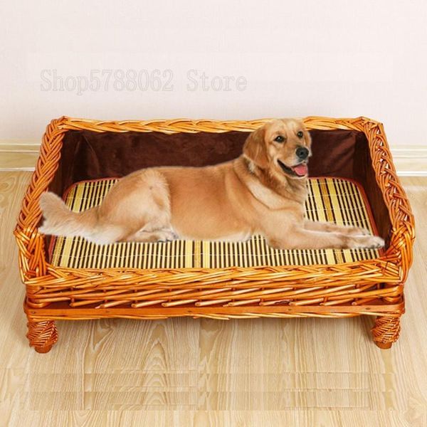 

dog houses & kennels accessories teddy kennel rattan golden hair pet nest bed summer washable four seasons cat litter size