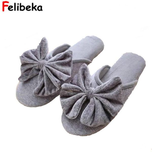 

slippers spring/autumn cartoon bow black/gray/pink indoor at home shoes for ladies