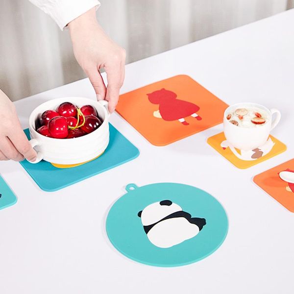 

mats & pads dktie non-slip silicone mat cute animal pattern insulation table bowl kitchen living room decoration