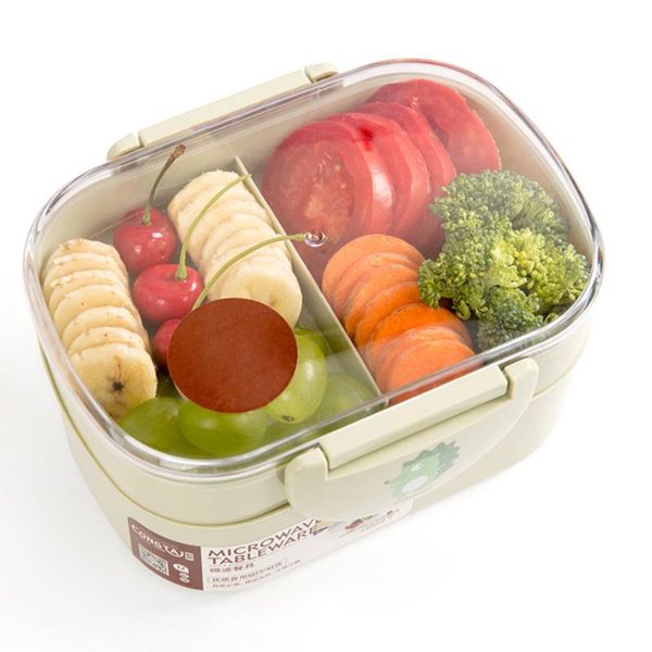 

dinnerware sets lunch box plastic microwave portable double layer container fruit storage for picnic school office workers