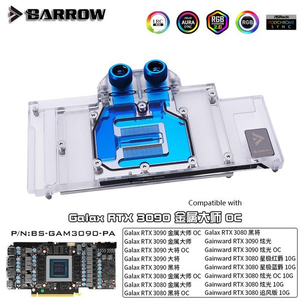 

barrow vga cooler & gpu block, for galax gainward rtx 3080/ 3090, 5v argb m/b sync, bs-gam3090-pa fans coolings