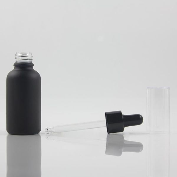 

storage bottles & jars 100pcs 30ml black frosted essential oil glass bottle with plastic dropper cover