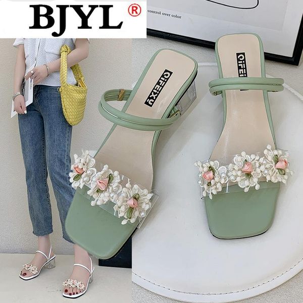 

sandals women summer leather chunky square heels pumps open toe buckle female fashion party shoes cross-strap floral, Black