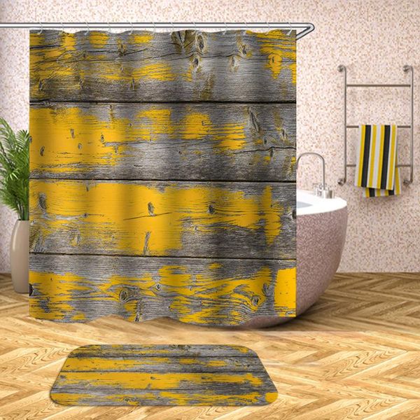 

wood door shower curtain cortina ducha waterproof drop curtains