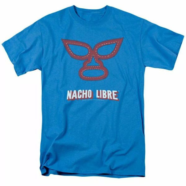 

nacho libre mask t shirt mens licensed wrestling movie tee turquoise, White;black