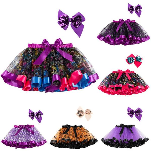 

girls skirts baby children suits kids halloween party dance ballet costume tulle skirt+bow hairpin fashion outifits, Blue