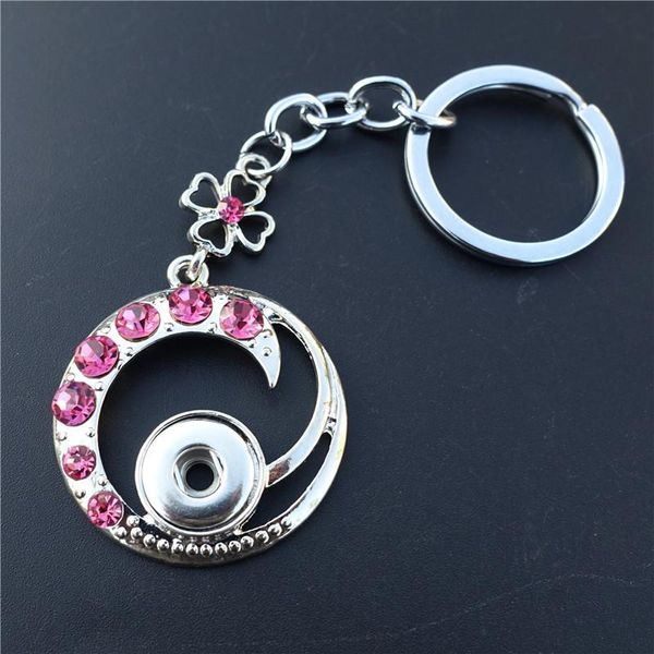 

keychains rhinestone spray circle keyrings metal 12mm snap buttons jewelry, Silver