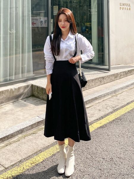 

dazy zip back suspender skirt 21yv#, Black