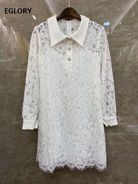 

dresses lace spring summer fashionable women turn-down collar allover lace elegant long sleeve above knee, Black;gray