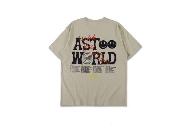 

tee scott female male shirt 1:1 quality travis scott-shirts streetwear hip astroworld, White;black