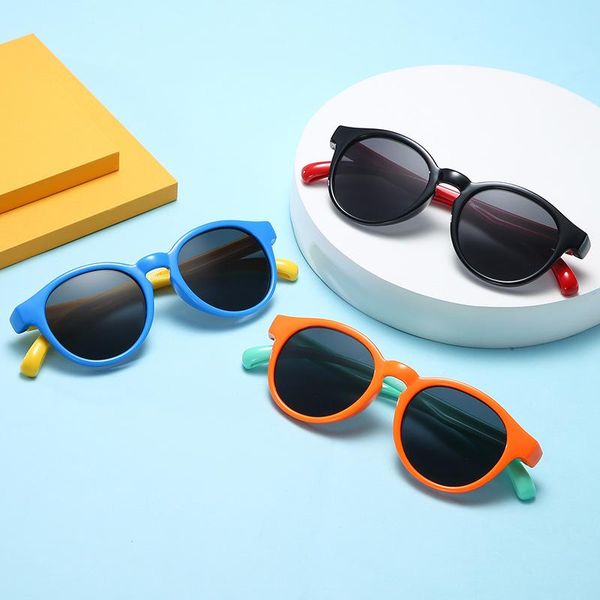 

sunglasses oloey polarized round children's cute funny silicone sports eyewear kids boys girls street shooting baby uv400 oculos, White;black