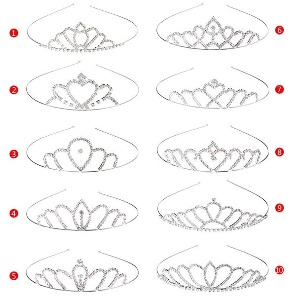 

hair clips & barrettes girls headband crown tiara children kids rhinestone party princess 10 types, Golden;silver