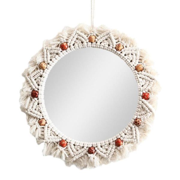 

mirrors wall hanging mirror boho round with fringe art ornament makeup for apartment living room bedroom