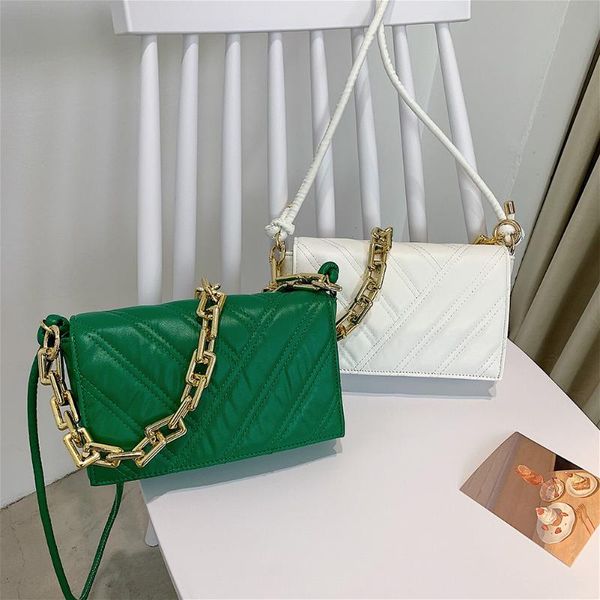 

evening bags exquisite rhombus ladies shopping crossbody thick chain pu messenger small solid color shoulder flap